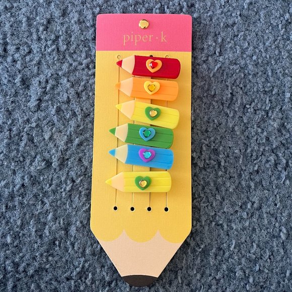 Piper K School Color Pencil Hair Clips NWT - Picture 1 of 1